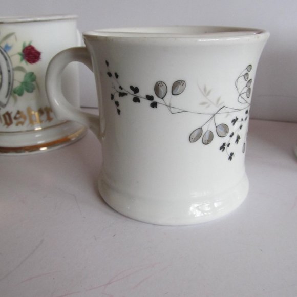 Dated 1857 Antique White Ironstone Shaving Mug barber Shop Decor Mug Shaving Mug - Picture 4 of 8